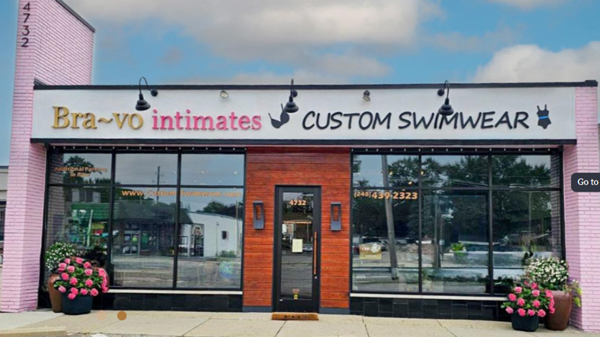 Storefront of Bravo Intimates custom swimwear store in Royal Oak Michigan