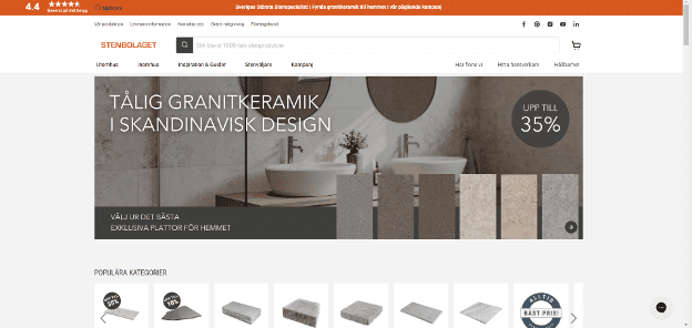 Screenshot of the Senbolaget website with indoor and outdoor tile color options